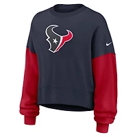 Sweat-shirt oversize à blocs de couleurs Nike bleu marine Houston Texans pour femme