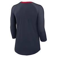 T-shirt Nike bleu marine à manches 3/4 raglan des Houston Texans pour femmes