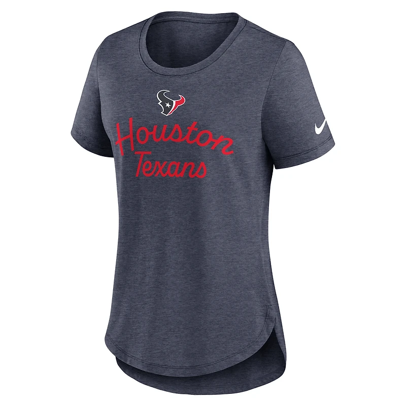T-shirt Nike bleu marine Houston Texans Tri-Blend pour femme