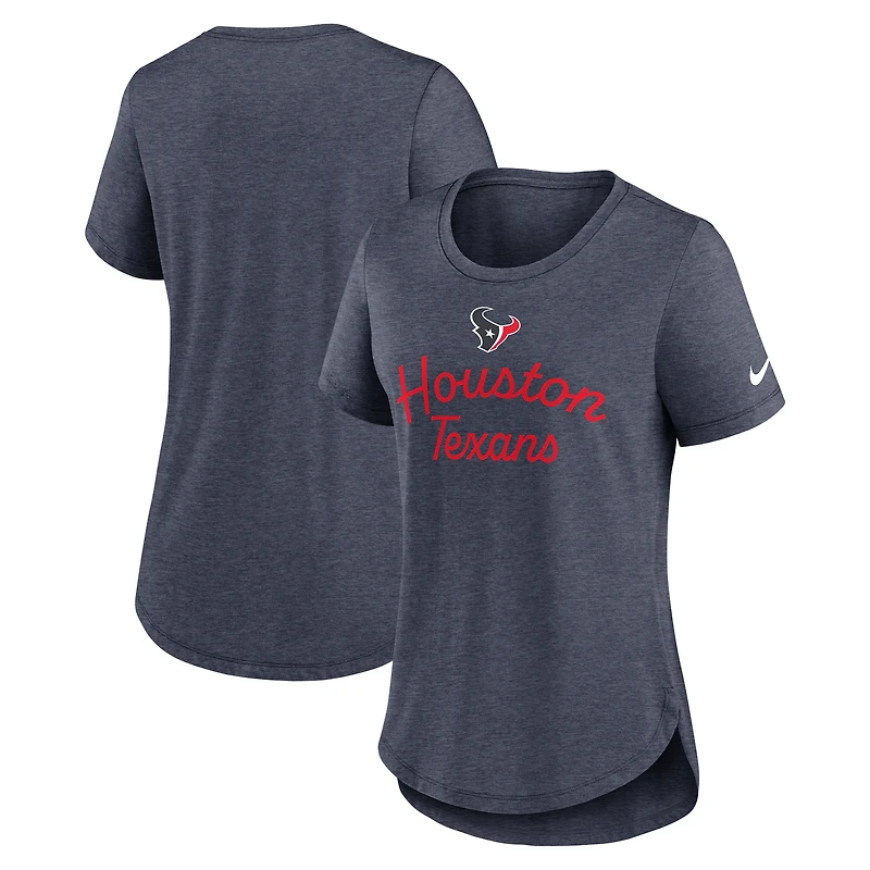 T-shirt Nike bleu marine Houston Texans Tri-Blend pour femme