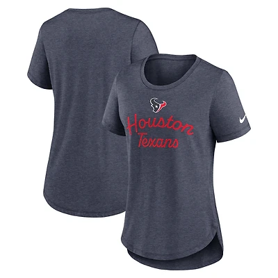 T-shirt Nike bleu marine Houston Texans Tri-Blend pour femme