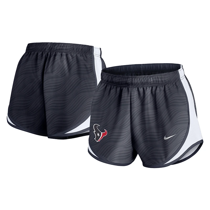 Short Nike Tempo Dri-FIT bleu marine pour femme des Houston Texans
