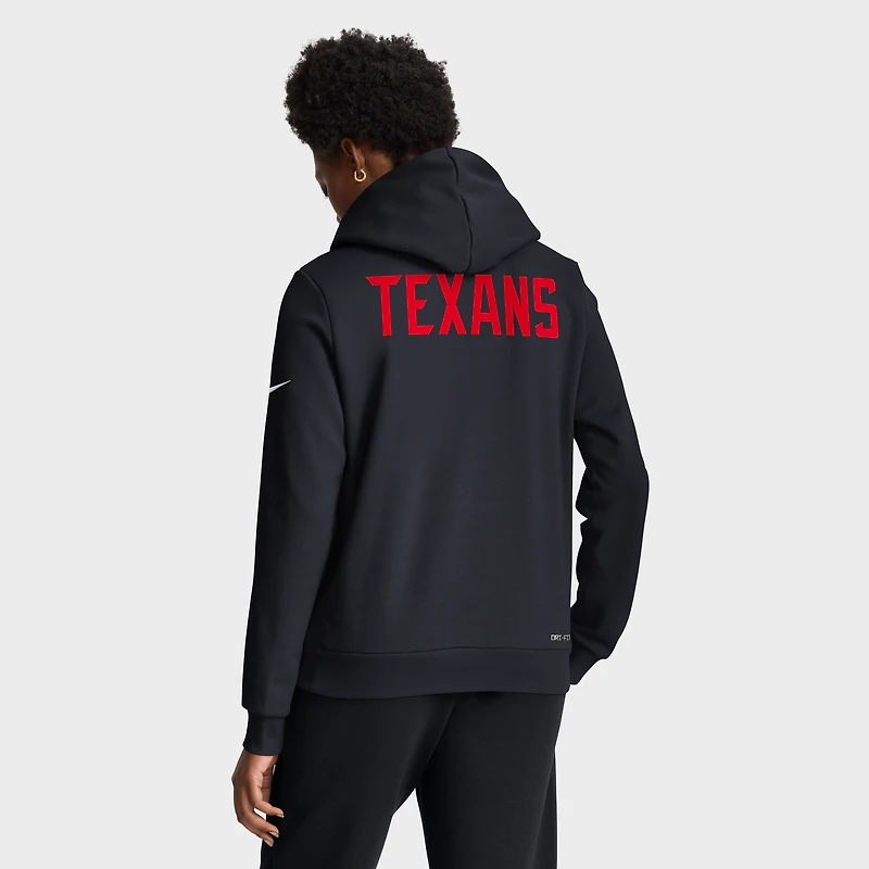 Sweat à capuche Nike bleu marine Houston Texans Throwback Sideline Standard Issue Dri-FIT pour femme