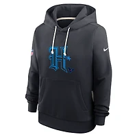Sweat à capuche Nike bleu marine Houston Texans Throwback Sideline Standard Issue Dri-FIT pour femme