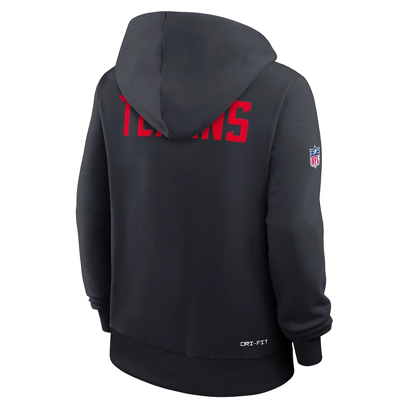 Sweat à capuche Nike bleu marine Houston Texans Throwback Sideline Standard Issue Dri-FIT pour femme