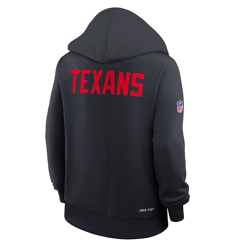 Sweat à capuche Nike bleu marine Houston Texans Throwback Sideline Standard Issue Dri-FIT pour femme