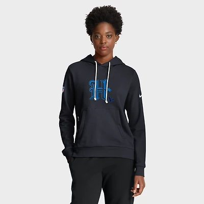Sweat à capuche Nike bleu marine Houston Texans Throwback Sideline Standard Issue Dri-FIT pour femme