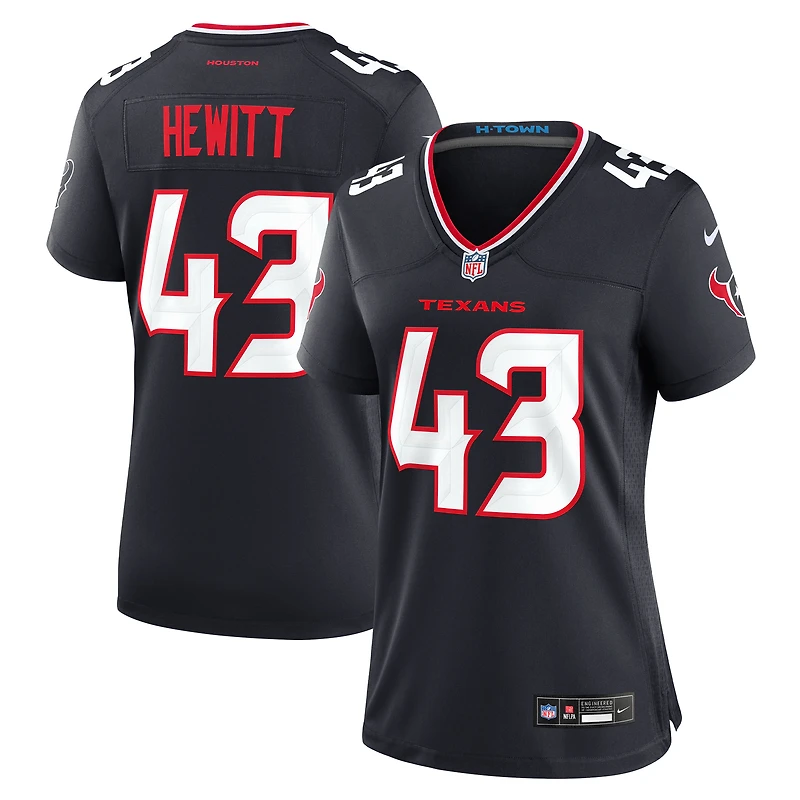 Maillot de match Nike Neville Hewitt bleu marine pour femme des Houston Texans