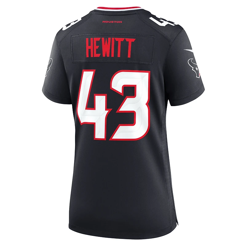 Maillot de match Nike Neville Hewitt bleu marine pour femme des Houston Texans