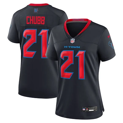 Maillot Nike Nick Chubb bleu marine pour femme des Houston Texans