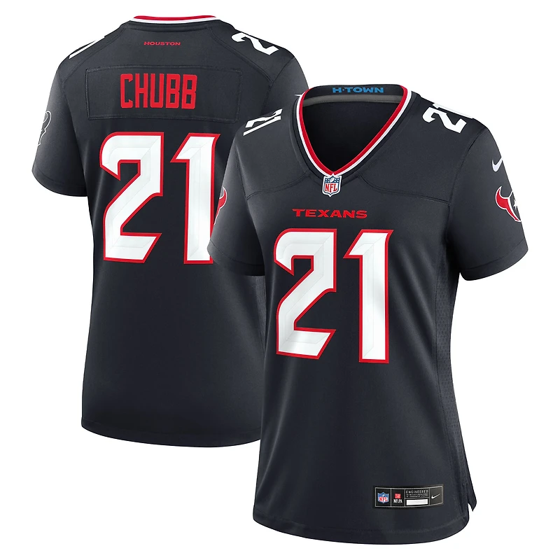 Maillot Nike Nick Chubb bleu marine pour femme des Houston Texans