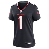 Maillot de match des Houston Texans Nike numéro 1 Bride pour femme, bleu marine