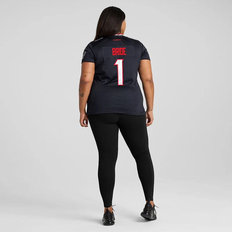 Maillot de match des Houston Texans Nike numéro 1 Bride pour femme, bleu marine
