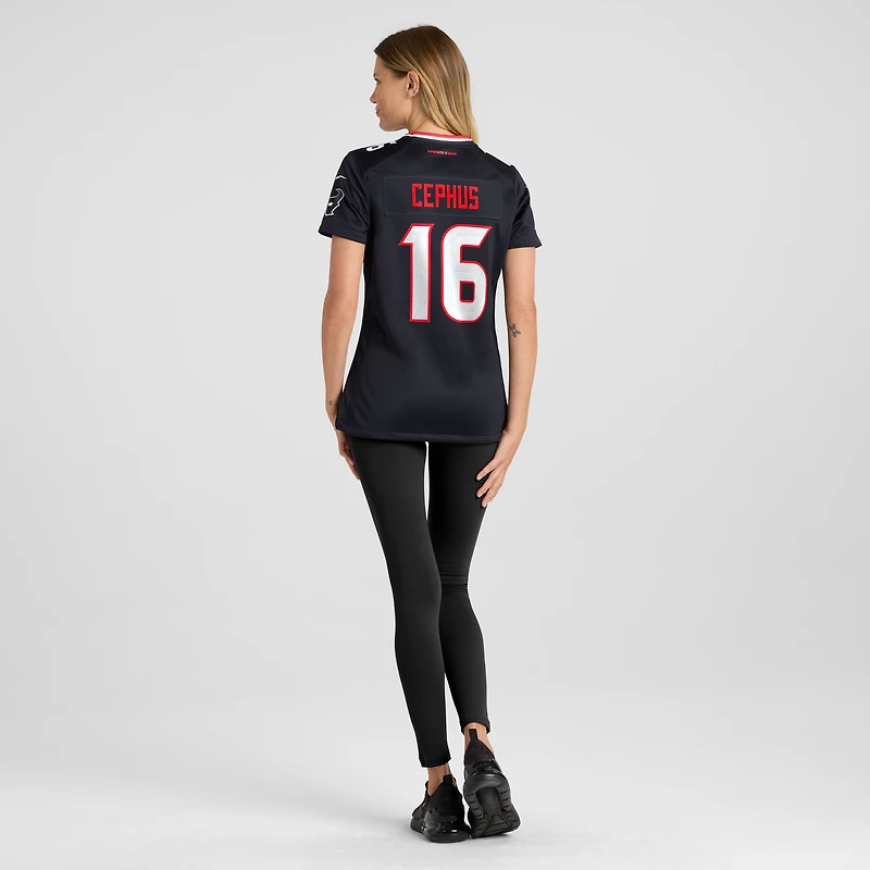 Maillot de match Nike Quintez Cephus bleu marine pour femme des Houston Texans