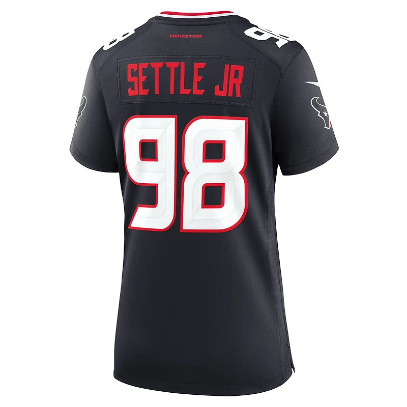Maillot de match Nike Tim Settle Jr. bleu marine pour femme des Houston Texans