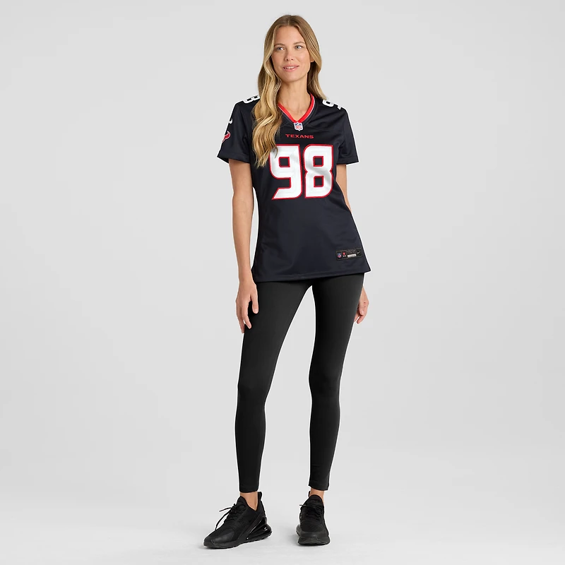 Maillot de match Nike Tim Settle Jr. bleu marine pour femme des Houston Texans