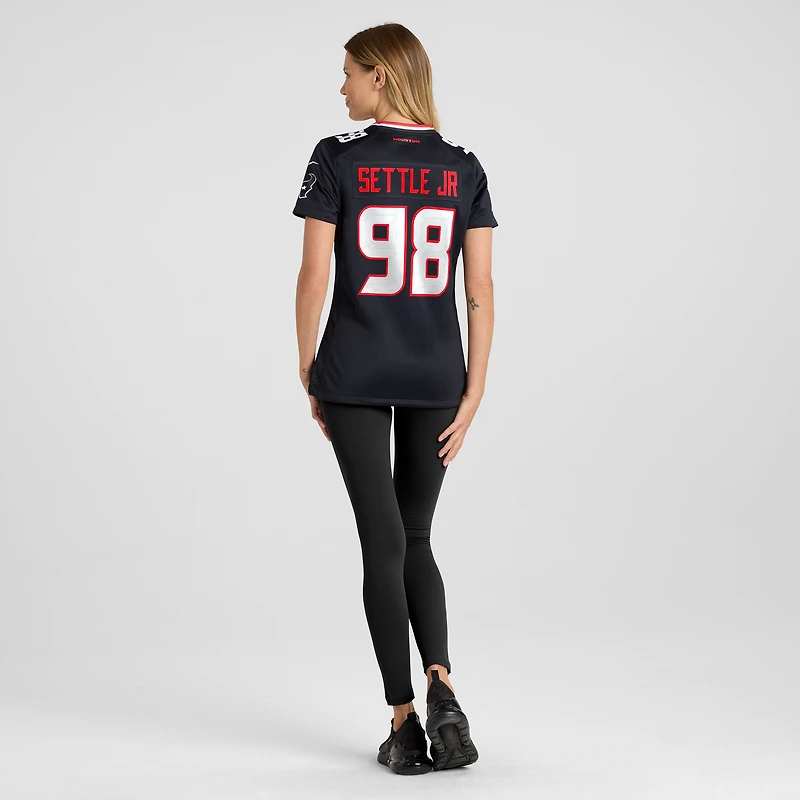 Maillot de match Nike Tim Settle Jr. bleu marine pour femme des Houston Texans