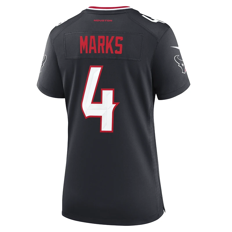 Maillot de match Nike Woody Marks bleu marine des Houston Texans pour femmes