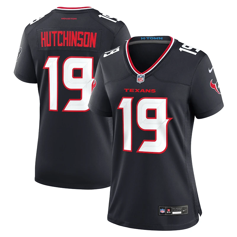 Maillot de match Nike Xavier Hutchinson bleu marine pour femme des Houston Texans