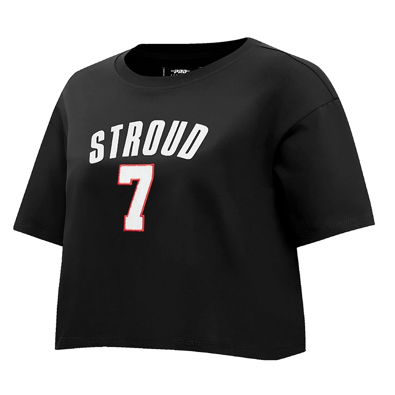 Women's Pro Standard C.J. Stroud Black Houston Texans Player Name & Number Cropped Boxy T-Shirt