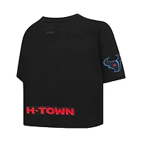 Women's Pro Standard C.J. Stroud Black Houston Texans Player Name & Number Cropped Boxy T-Shirt
