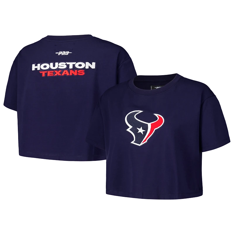 T-shirt carré court Pro Standard pour femmes, bleu marine, Houston Texans Primary