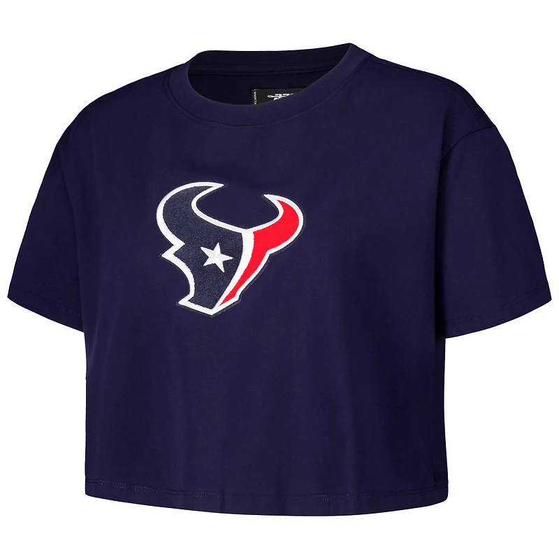 T-shirt carré court Pro Standard pour femmes, bleu marine, Houston Texans Primary