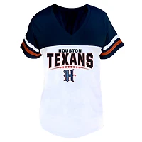 Profil femme, bleu marine/blanc, t-shirt Houston Texans grande taille à col en V fendu