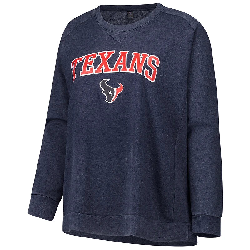 Women's Profile  Navy Houston Texans Plus Acid Wash Raglan Sweatshirt