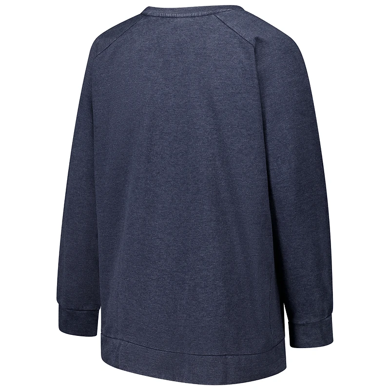 Sweat-shirt raglan délavé à l'acide pour femme, bleu marine, grande taille, des Houston Texans