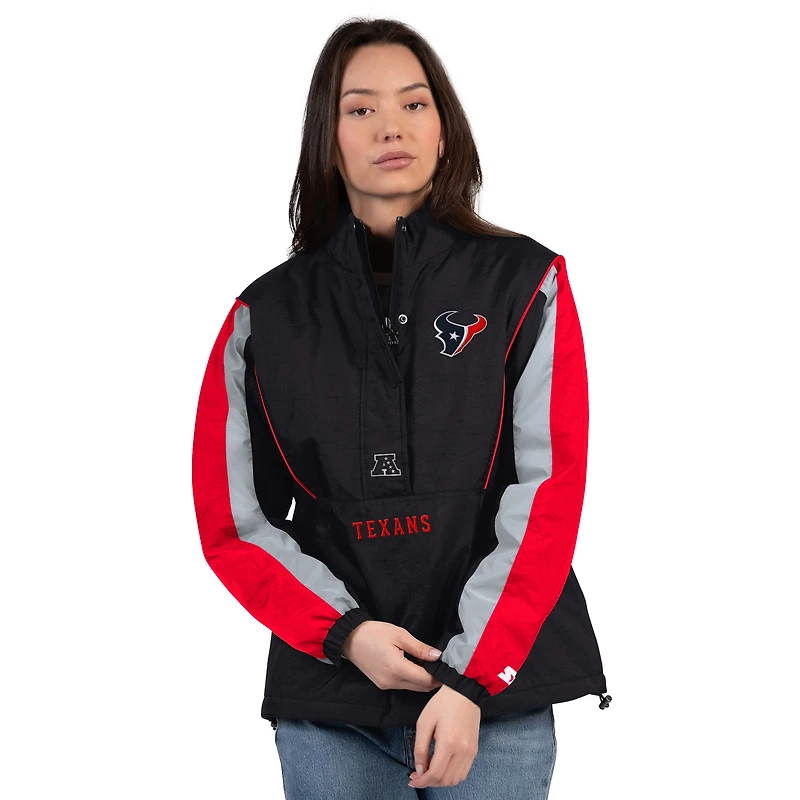 Women's Starter Black/Red Houston Texans Thursday Night Gridiron Half-Zip Jacket