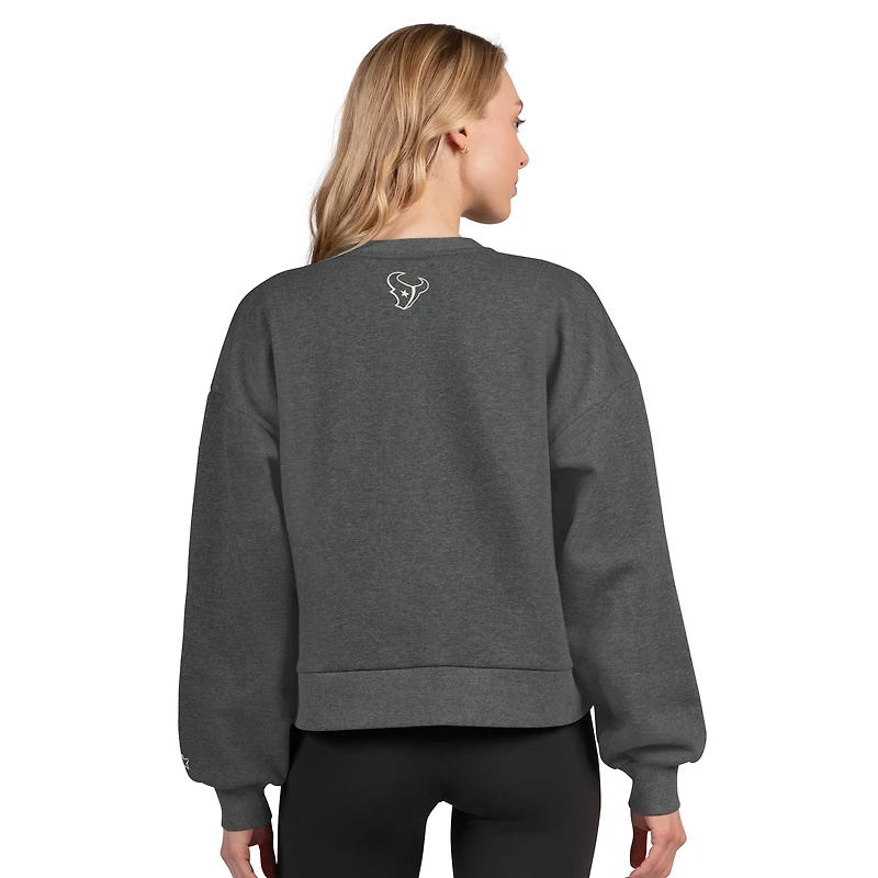 Sweat-shirt court en polaire gris chiné pour femme des Houston Texans