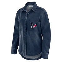 Veste-chemise oversize en Denim délavé à boutons-pression pour femme WEAR by Erin Andrews des Houston Texans