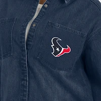 Veste-chemise oversize en Denim délavé à boutons-pression pour femme WEAR by Erin Andrews des Houston Texans