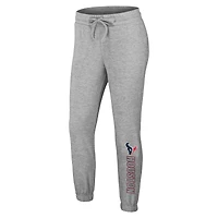 Women's WEAR by Erin Andrews Heather Gray Houston Texans Knit Long Sleeve Tri-Blend T-Shirt & Pants Sleep Set