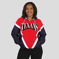Women's WEAR by Erin Andrews Red/Navy Houston Texans Retro Crinkle Full-Zip Hoodie Windbreaker