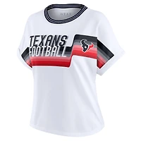 T-shirt court à rayures centrales blanc pour femme WEAR by Erin Andrews des Houston Texans