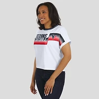 T-shirt court à rayures centrales blanc pour femme WEAR by Erin Andrews des Houston Texans