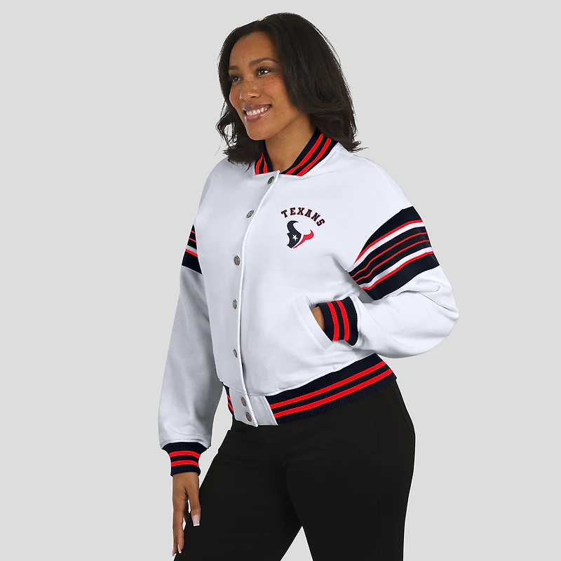Veste polaire blanche à boutons-pression pour femme WEAR by Erin Andrews des Houston Texans