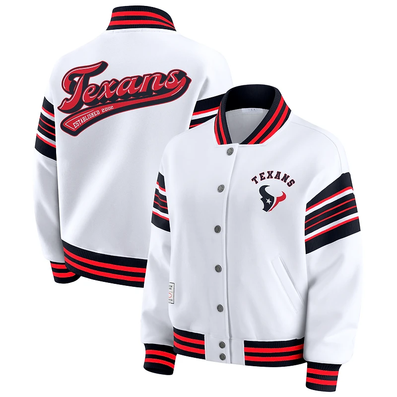 Veste polaire blanche à boutons-pression pour femme WEAR by Erin Andrews des Houston Texans