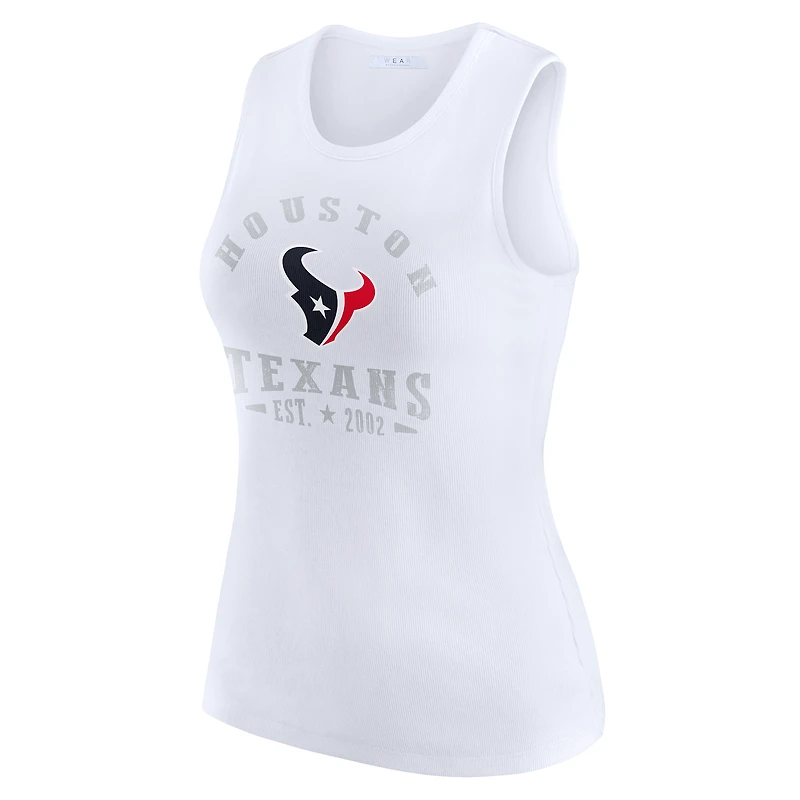 Débardeur côtelé blanc à motif graphique des Houston Texans pour femme WEAR by Erin Andrews