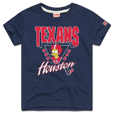 T-shirt bleu marine Houston Texans Tri-Blend Youth Homage x The Simpsons