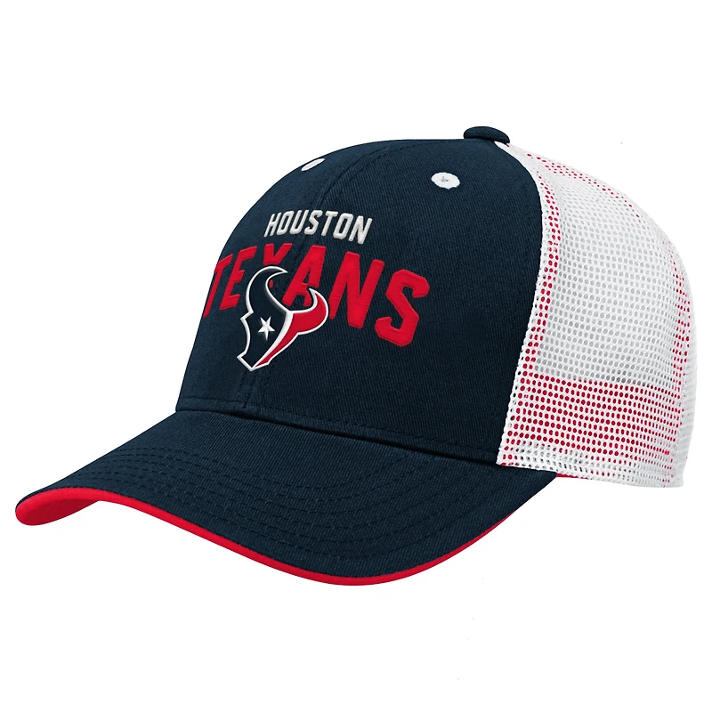 Youth Navy Houston Texans Core Lockup Trucker Adjustable Hat