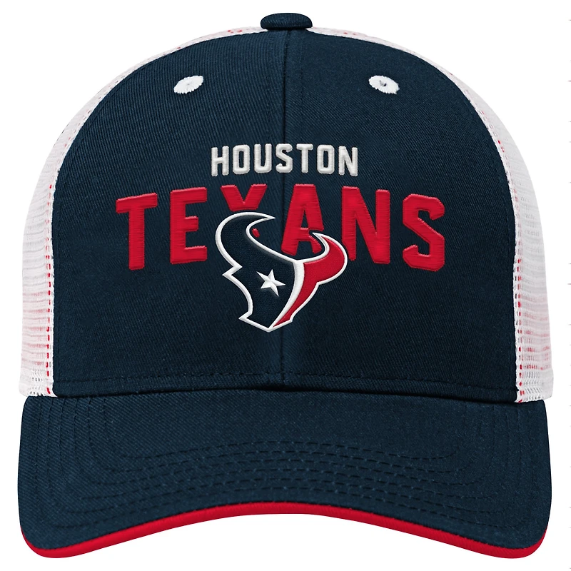 Youth Navy Houston Texans Core Lockup Trucker Adjustable Hat