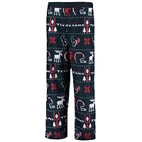 Youth Navy Houston Texans Logo Allover Print Long Sleeve T-Shirt & Pants Holiday Pajamas Sleep Set
