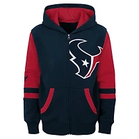 Sweat à capuche zippé color-block bleu marine pour jeunes Houston Texans Stadium