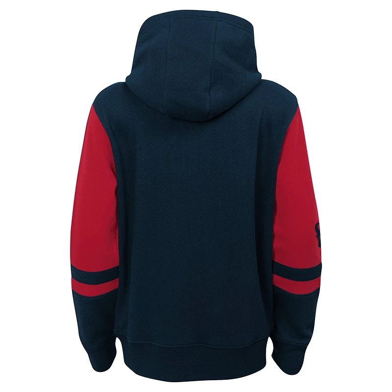 Youth Navy Houston Texans Stadium Color-Block Full-Zip Hoodie