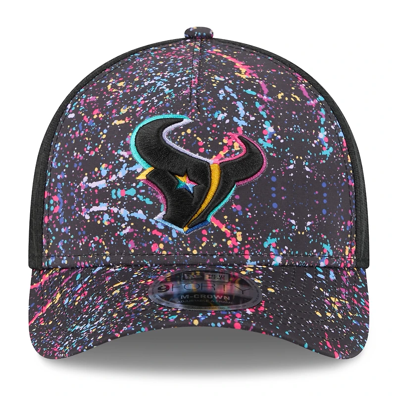 Casquette ajustable 9FORTY NFL Crucial Catch 2025 noire New Era pour jeunes des Houston Texans