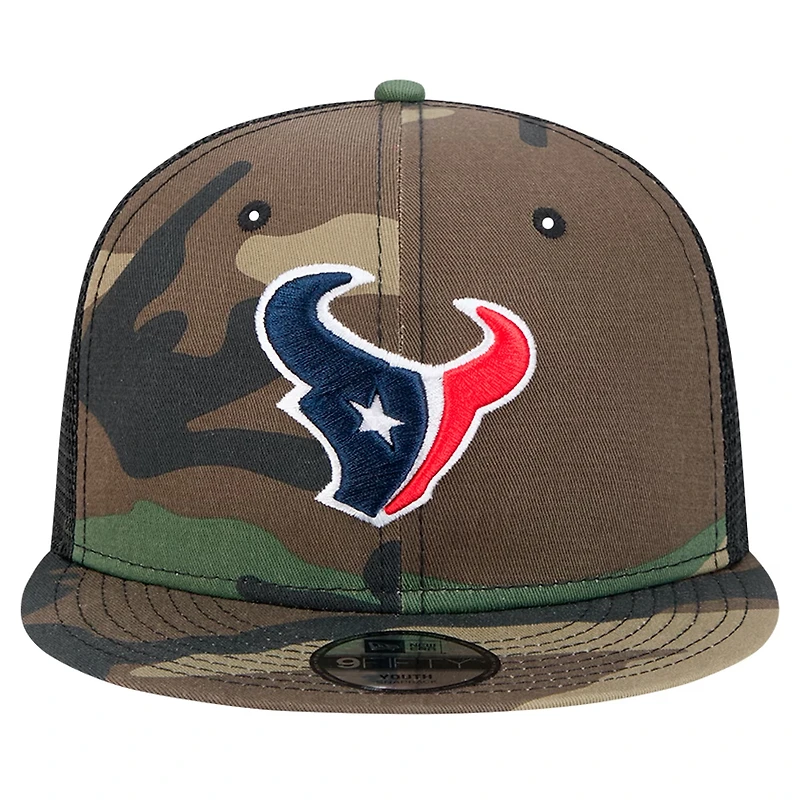 Youth New Era Camo Houston Texans  Main Trucker 9FIFTY Snapback Hat