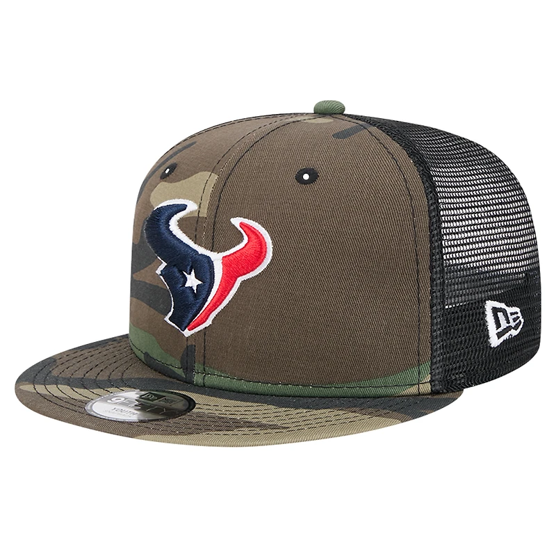 Casquette trucker New Era 9FIFTY à fermeture snapback, motif camouflage Houston Texans, pour jeunes